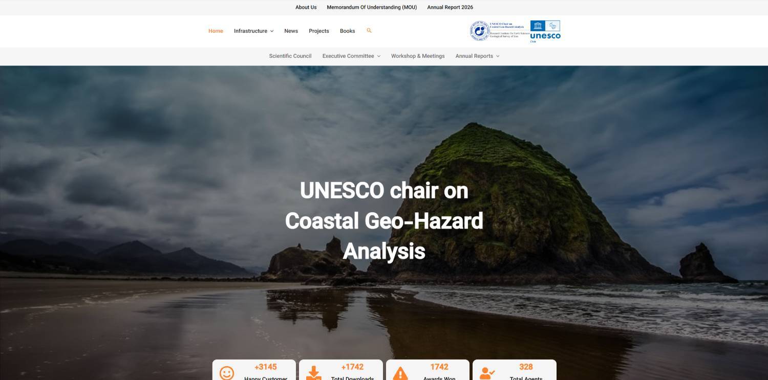 The website of the UNESCO Chair on Coastal Geological Hazards is now available on a domestic hosting service and can be accessed at https://fa.unescoiran.com.