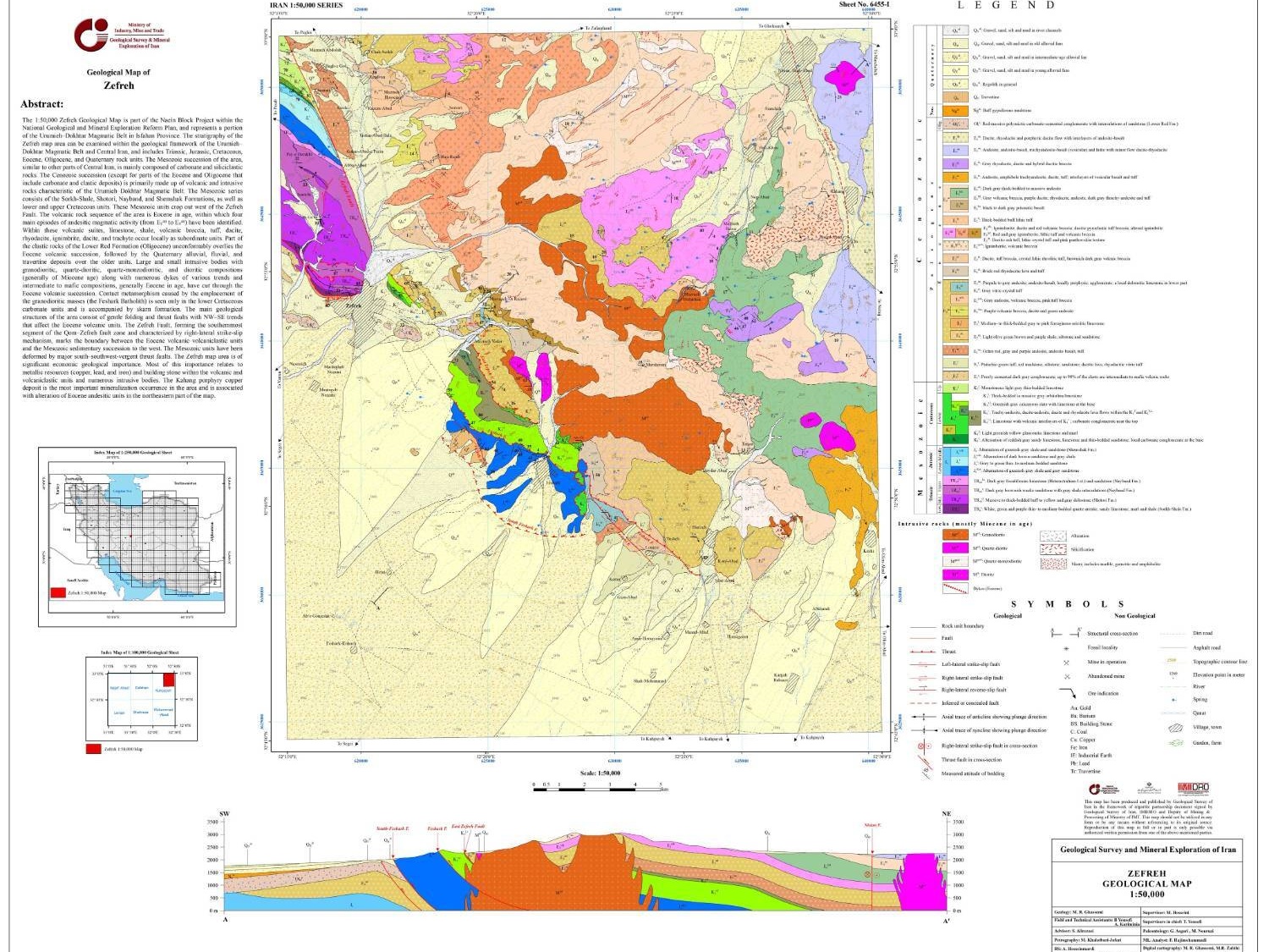 Preparation of the Zafreh Geological Sheet (Naein Block)