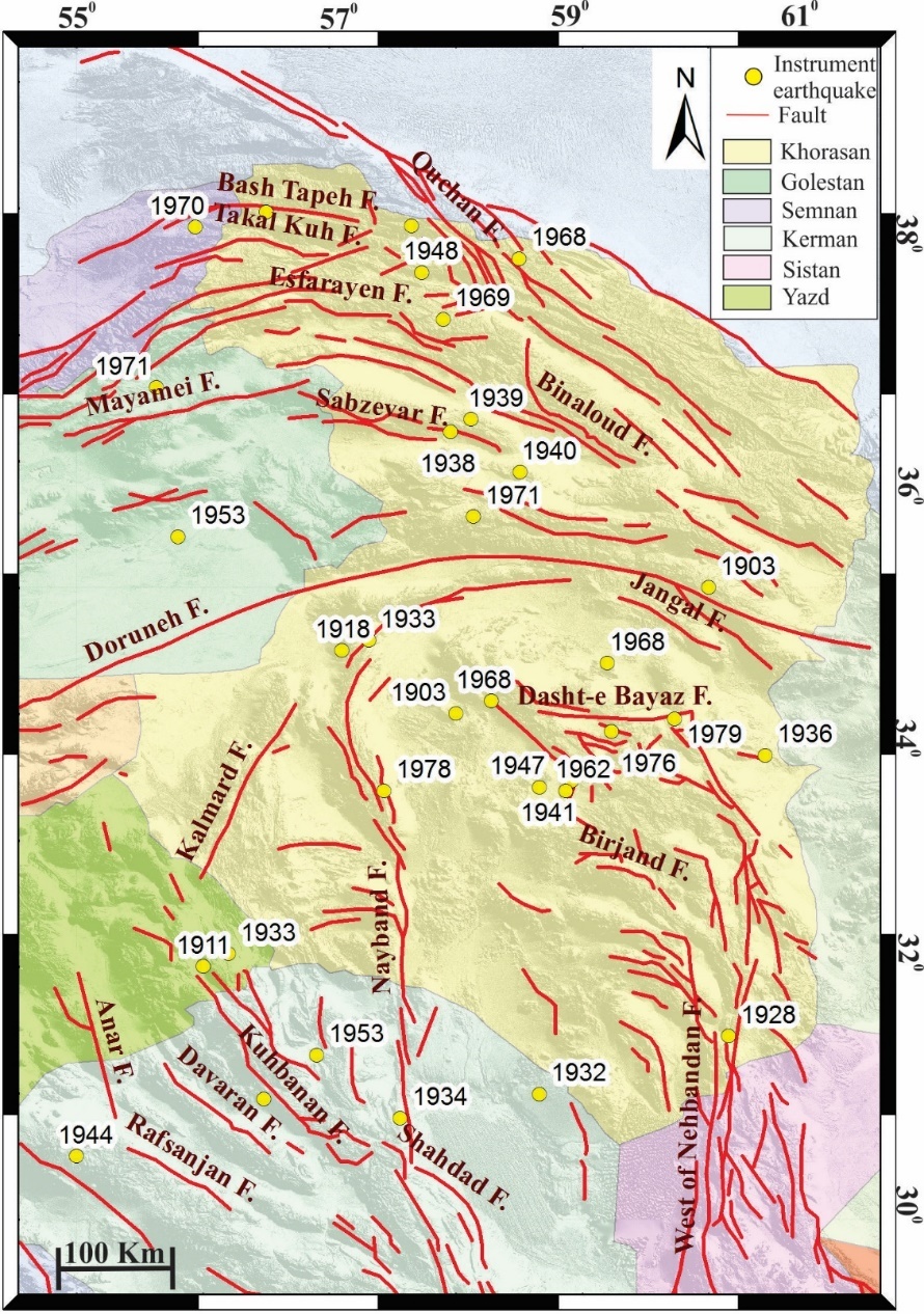 Active faults around Lut block and their potential for generating earthquake